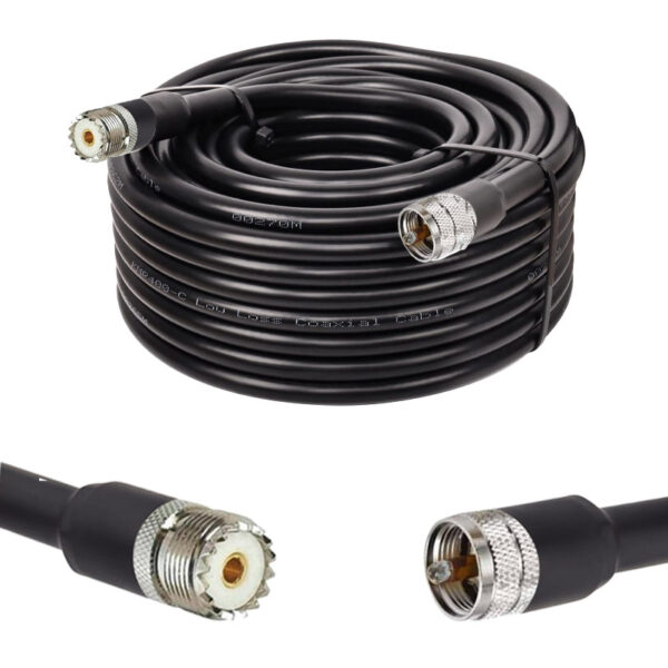 Готова кабельна збірка UHF male або UHF female, з використанням ВЧ кабеля LMR400 довжиною 25 метрів