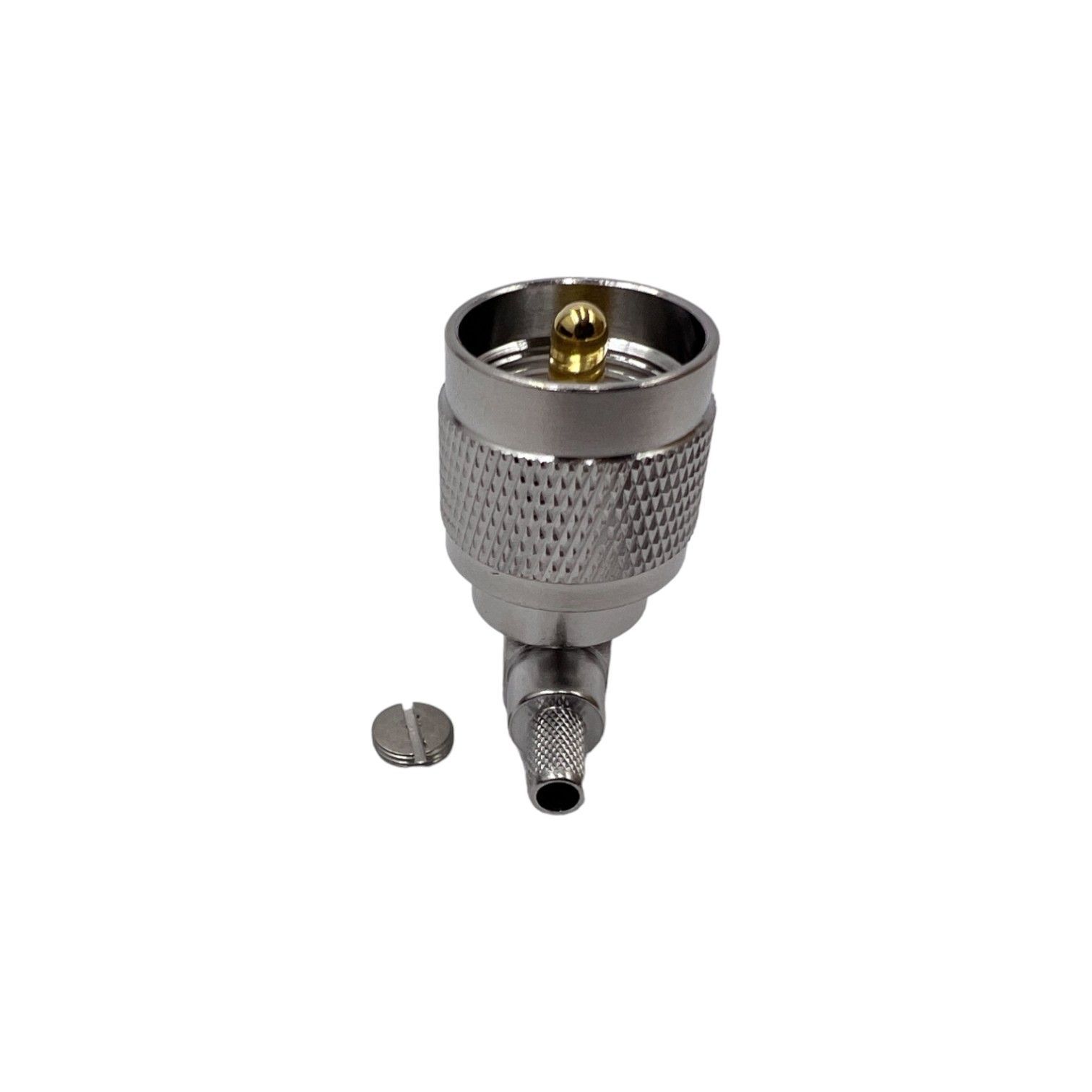 uhf-male-rg58-90-crimp-79222660099167 Роз'єм UHF male 90° на кабель RG58 під пайку - Зображення 1